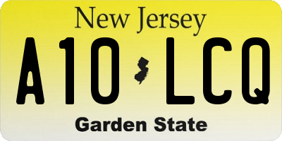 NJ license plate A10LCQ