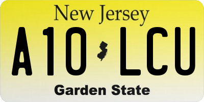 NJ license plate A10LCU