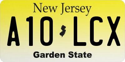 NJ license plate A10LCX