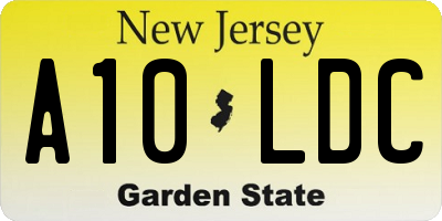 NJ license plate A10LDC