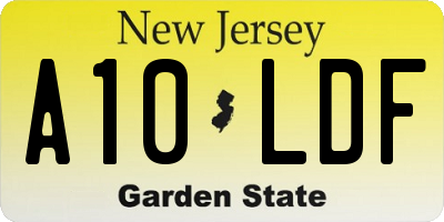 NJ license plate A10LDF