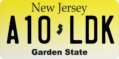 NJ license plate A10LDK