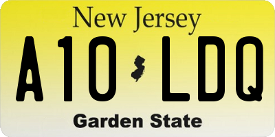 NJ license plate A10LDQ