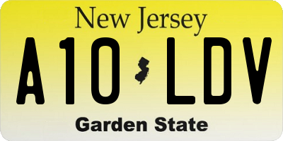 NJ license plate A10LDV