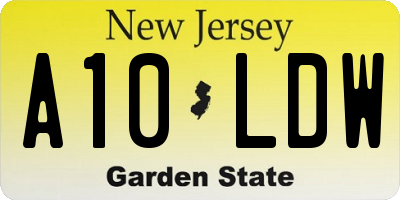 NJ license plate A10LDW