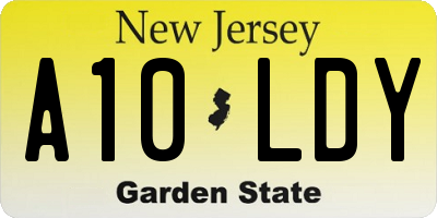 NJ license plate A10LDY