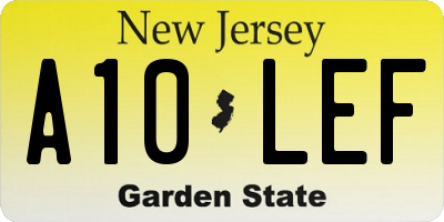 NJ license plate A10LEF
