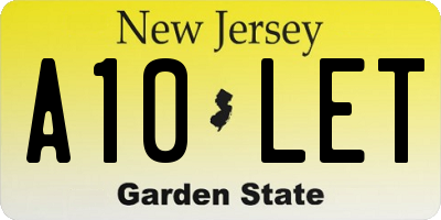 NJ license plate A10LET