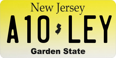 NJ license plate A10LEY