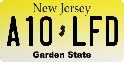 NJ license plate A10LFD