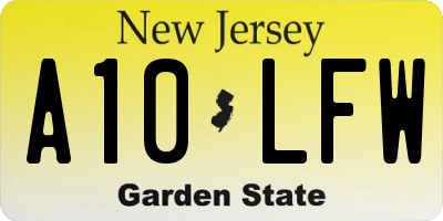 NJ license plate A10LFW