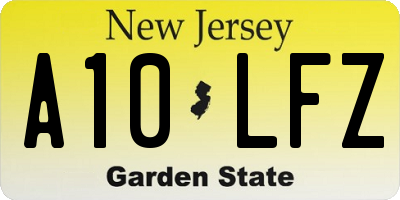 NJ license plate A10LFZ