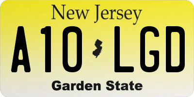 NJ license plate A10LGD