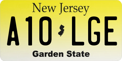 NJ license plate A10LGE