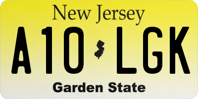 NJ license plate A10LGK