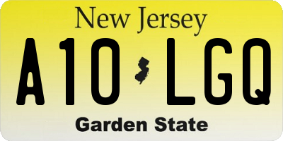 NJ license plate A10LGQ
