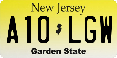 NJ license plate A10LGW