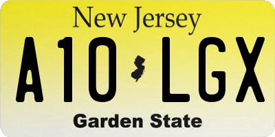 NJ license plate A10LGX