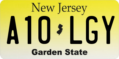 NJ license plate A10LGY