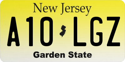 NJ license plate A10LGZ