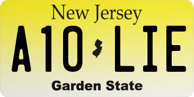 NJ license plate A10LIE