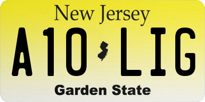 NJ license plate A10LIG