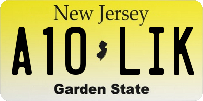 NJ license plate A10LIK