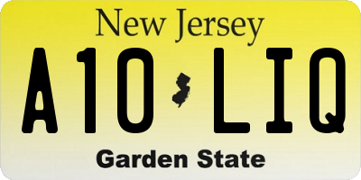 NJ license plate A10LIQ