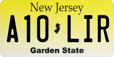 NJ license plate A10LIR