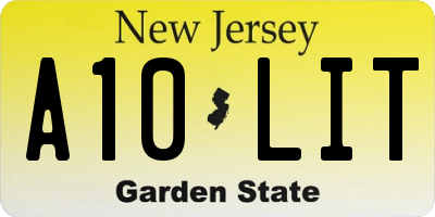 NJ license plate A10LIT