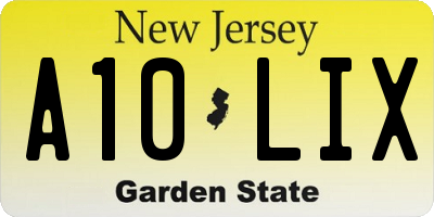 NJ license plate A10LIX