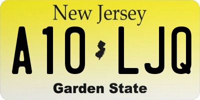 NJ license plate A10LJQ