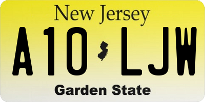 NJ license plate A10LJW