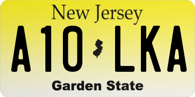 NJ license plate A10LKA