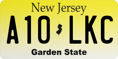 NJ license plate A10LKC