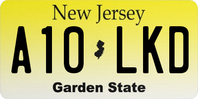 NJ license plate A10LKD