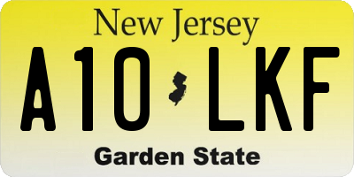 NJ license plate A10LKF