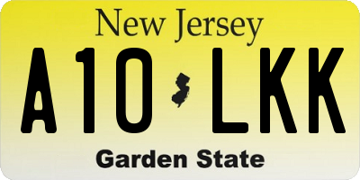 NJ license plate A10LKK