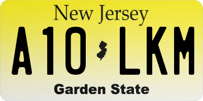 NJ license plate A10LKM