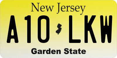 NJ license plate A10LKW