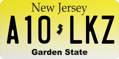 NJ license plate A10LKZ