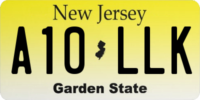 NJ license plate A10LLK