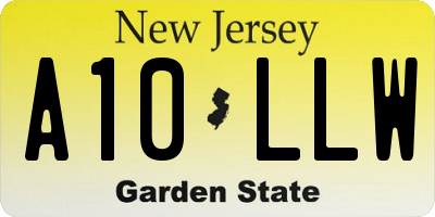 NJ license plate A10LLW