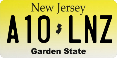 NJ license plate A10LNZ