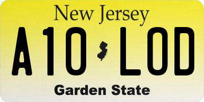 NJ license plate A10LOD