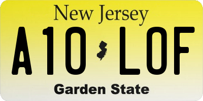 NJ license plate A10LOF