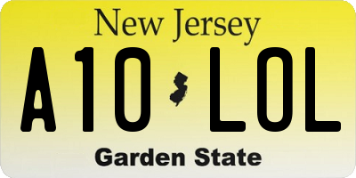 NJ license plate A10LOL