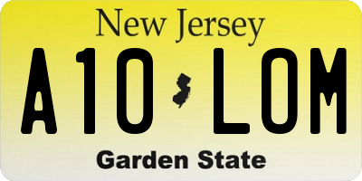 NJ license plate A10LOM