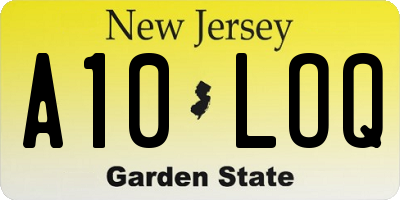 NJ license plate A10LOQ