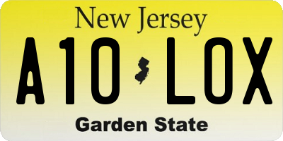 NJ license plate A10LOX